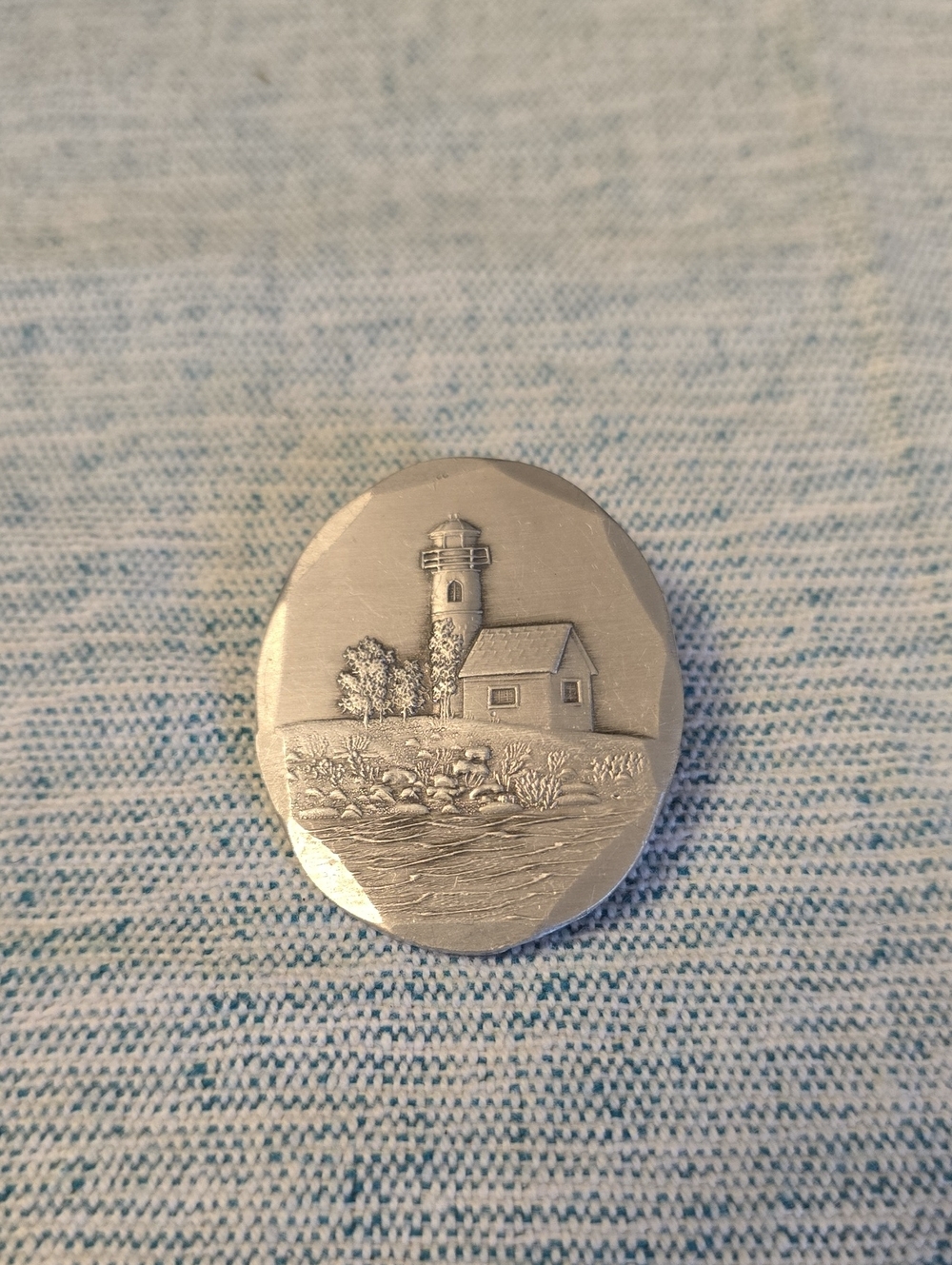 Pewter Handmade  Lighthouse Cameo Pin/ Pendant Wendell August